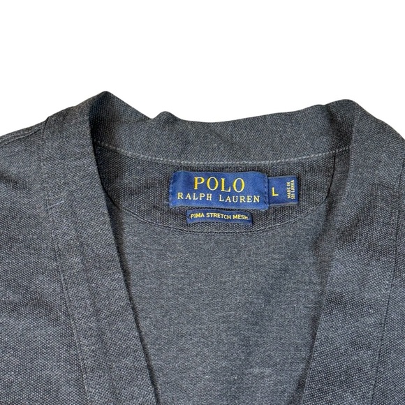 Vintage 90's Polo Ralph Lauren Gray Cardigan Sweater Button Men's Lg - Picture 2 of 4